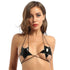 Wet Look Patent Leather Star Bra